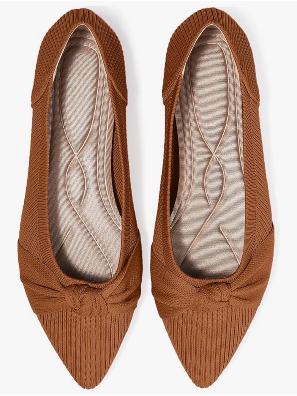 Knit Pointed Ballet Flats with Knot Accent 🧑‍🩰